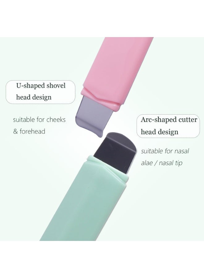 Myonly 2 PCS Blackhead Remover Tool, Dual-Head Face Spatula & Pore Cleaner for Deep Facial Cleansing, Nose & T-Zone Scraper Skincare Tool for Men and Women (Purple+Green) - Image 3